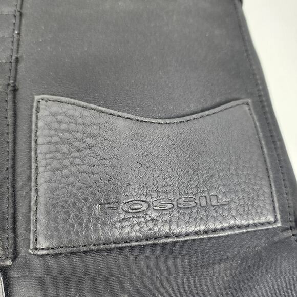 Fossil Black Leather Large Adjustable Strap Laptop Messenger Bag - Picture 4 of 8